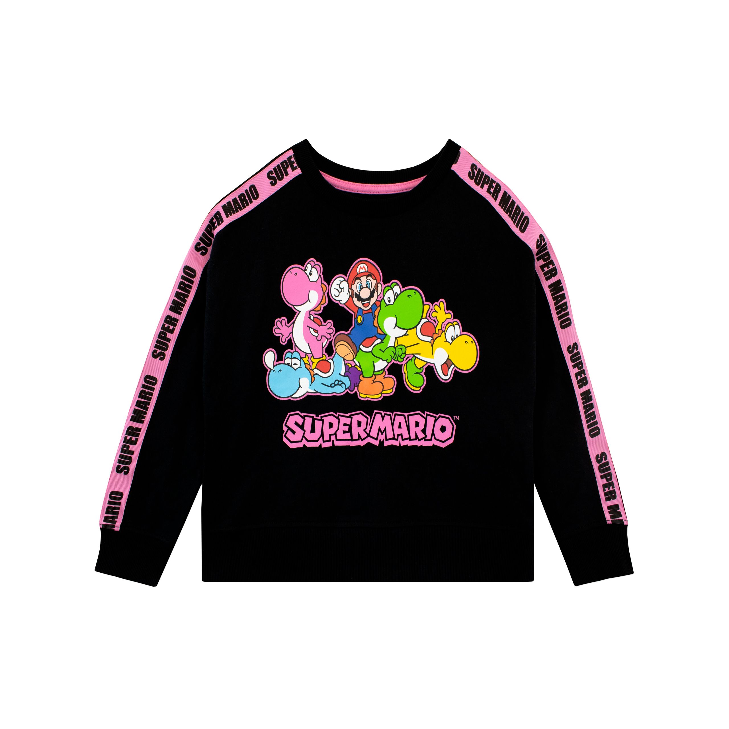 SUPER MARIO BROS Girls Mario and Yoshi Long Sleeve Sweatshirt Sizes 4-12